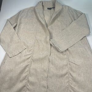 Tahari 100% Linen Cardigan with Pockets Khaki Color Sz M